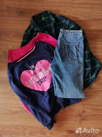 Джинсы, свитшот (лонгслив), рубашка