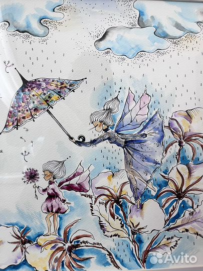 Картина акварель в раме