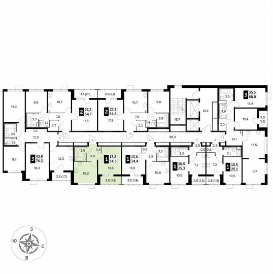 1-к. квартира, 34,5 м², 12/25 эт.