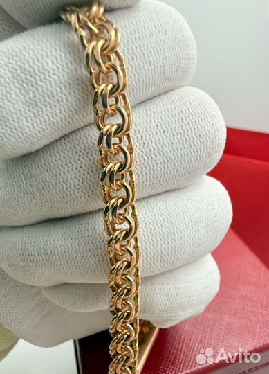 Мужской золотой браслет бисмарк 21 см вес 18 грамм