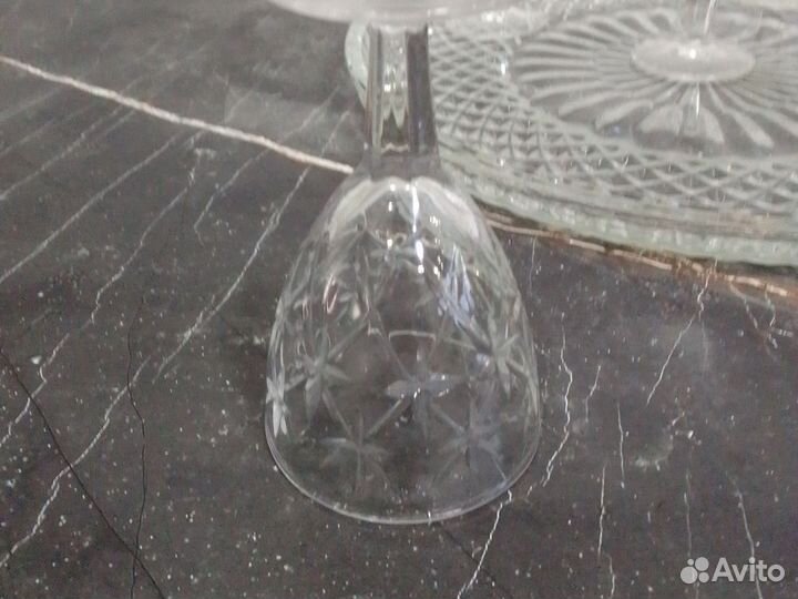 Хрустальный поднос СССР Рюмки