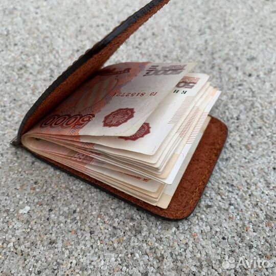 Зажим для денег + карта rusultras logo коньяк