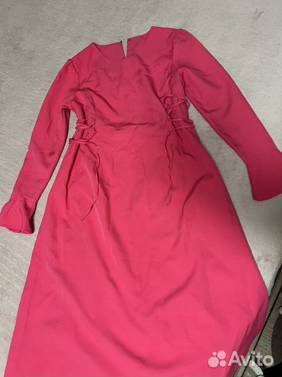 Платье на завязках по бокам черное и розовое