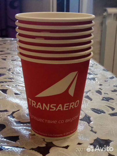 Бумажные стаканы ак Трансаэро 3шт