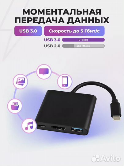 Переходник для MacBook 3 в 1