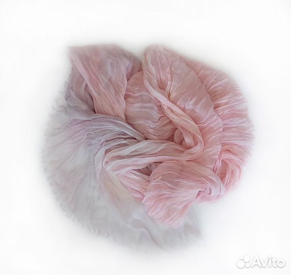 Палантин розово-серый шелковый