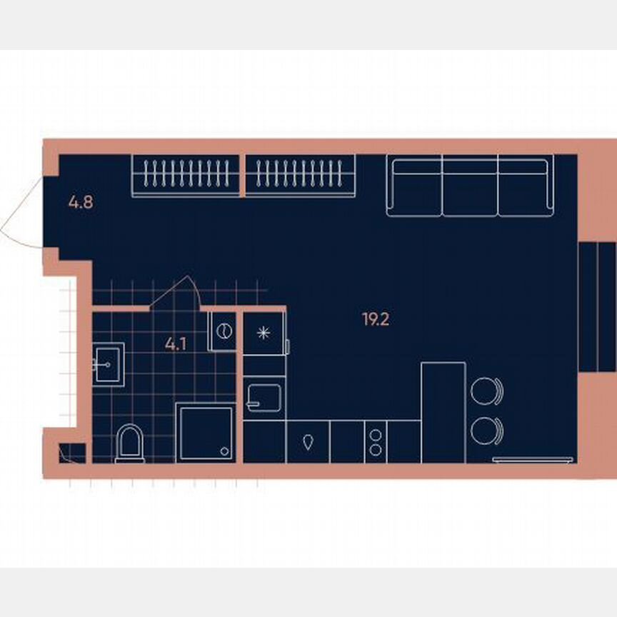 Квартира-студия, 28,1 м², 11/27 эт.