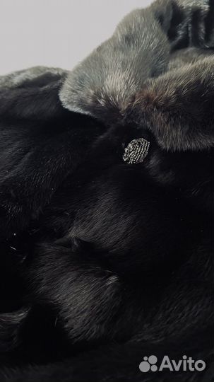 Шуба норковая с капюшоном 44 46 черный бриллиант