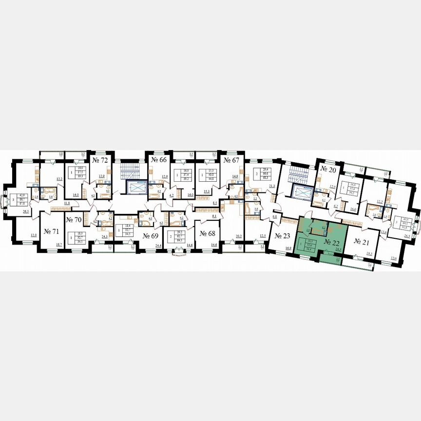 Квартира-студия, 34,4 м², 6/8 эт.