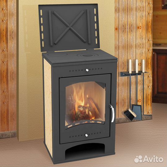 Печь-камин Варта аква с плитой (гк Мета)