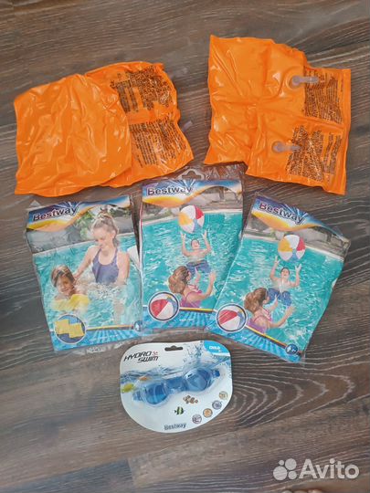 Надувные нарукавники для плаванья, очки плавательн