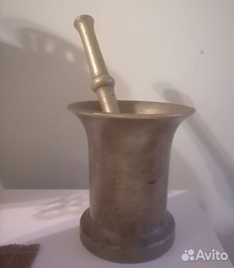 Ступка с пестиком латунь старинная