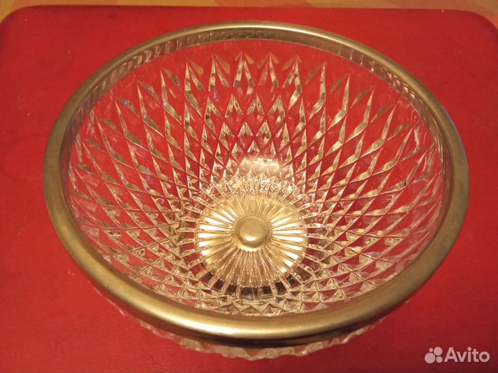 Ваза хрустальная СССР с мельхиором