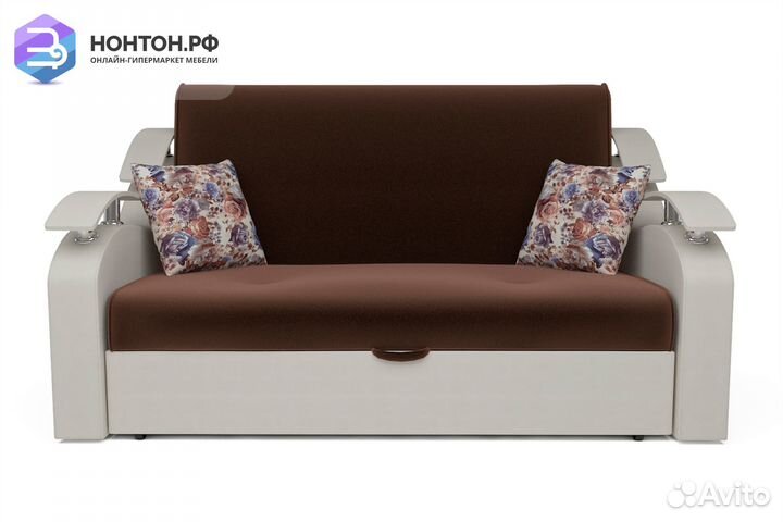 Диван аккордеон Шарк 3 коричневый / белый