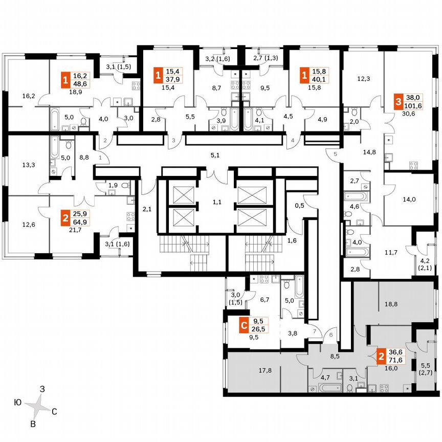 2-к. квартира, 71,6 м², 8/8 эт.