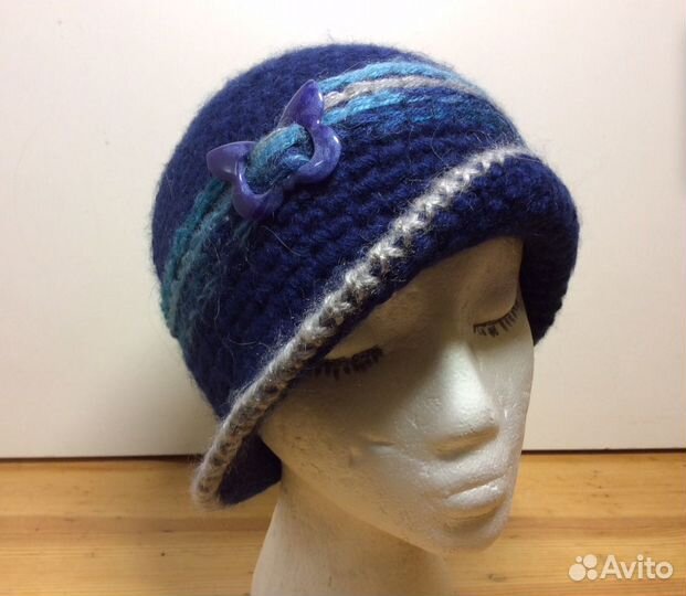 Авторская шляпка небесно-синего цвета,53-56,ар184