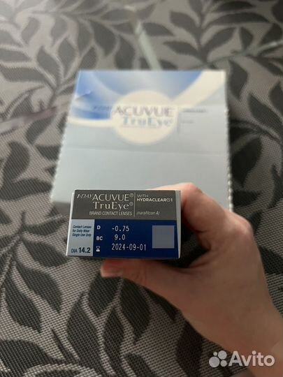 Контактные линзы acuvue 1-Day TruEye, D -0,75