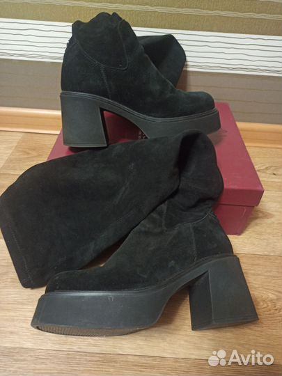 Сапоги ботфорты замшевые