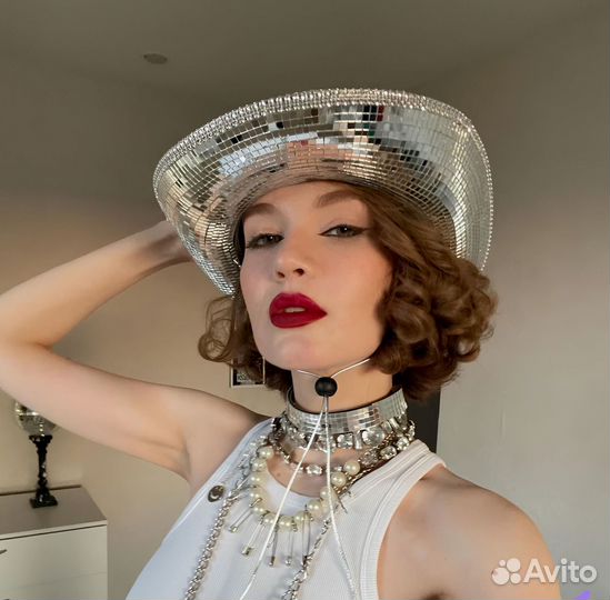 Диско шляпа / шляпа из зеркальной мозаики
