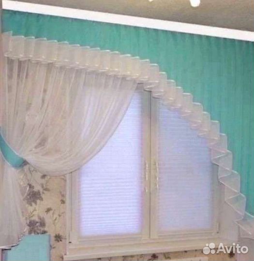 Шторы на кухню с тюлью
