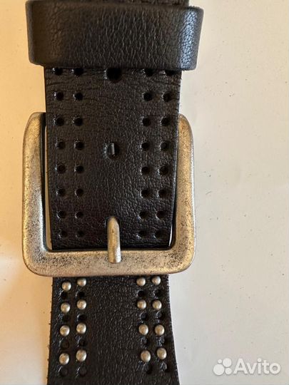 Мужской кожаный ремень черный для джинсов