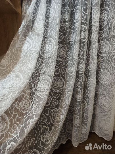 Тюль жаккард розы отрез 5 метров
