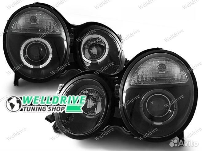 Фары Mercedes W210 99-02 AE галоген черные