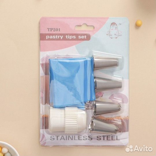 Набор кондитерский, 7 предметов: 2 мешка, 4 насадк