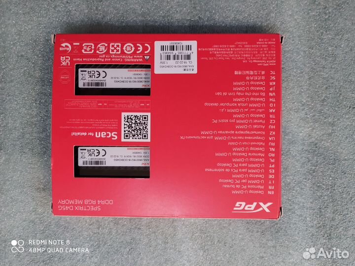 XPG Spectrix DDR4 32Гб (2х16) xmp 3600 (новая)