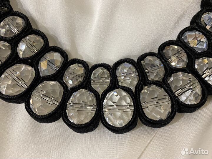 Колье ожерелье чокер черный с камнями и бархатом