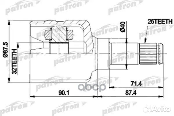 Шрус внутр лев к-кт 25x40x32 empi 87-9536, chry