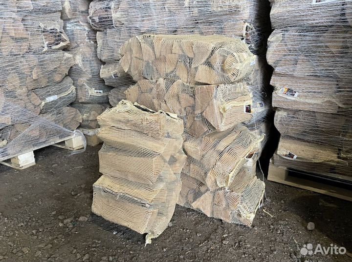 Сухие дрова в сетке береза 40