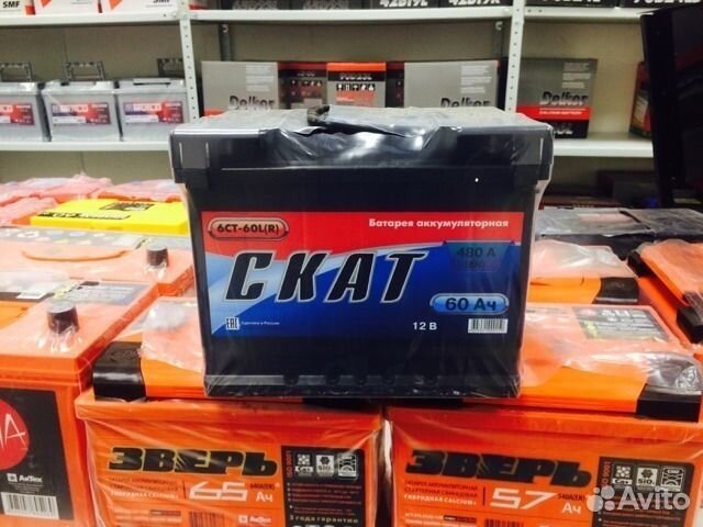 Аккумулятор 60 Ач Скат 480А обр. полярность