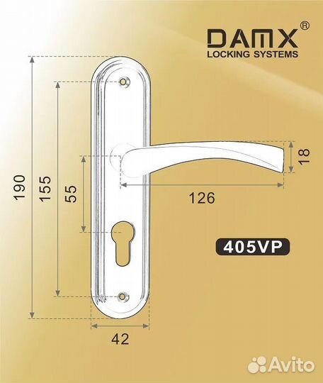 Ручки дверные на планке damx (55мм) 405 VP SN