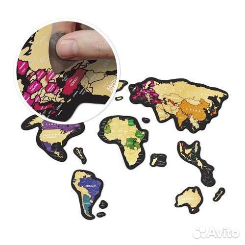 Travel Map Magnetic World, магнитная скретч карта