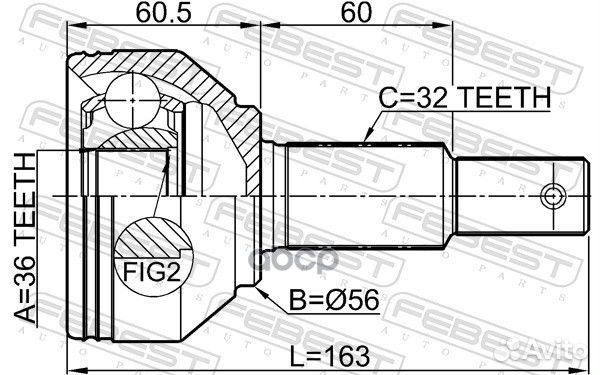 ШРУС наружный 36X56X32 nissan QX60/JX L50 2012.04