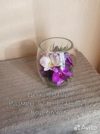 Живые цветы в колбе, вечные