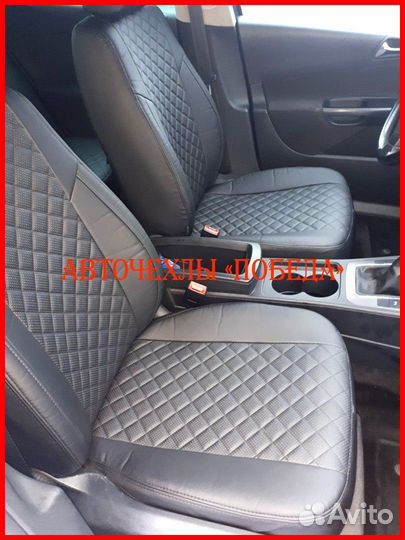 Чехлы Volkswagen Passat B6 из экокожи чёрные Ромб