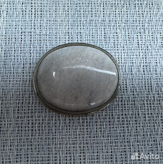 Брошь беломорит серебро патина винтаж