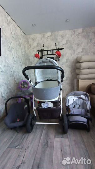 Прогулочная коляска 3 в 1 индиго