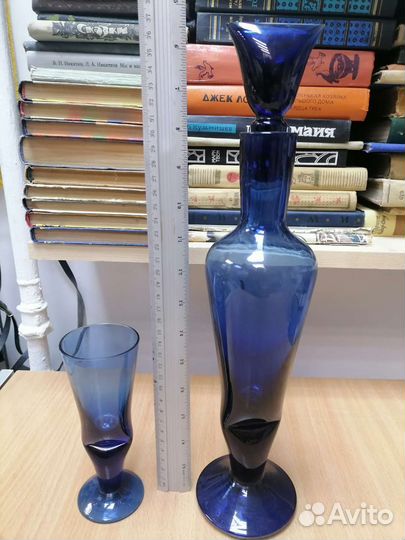 Графин фужер. Кобальтовое стекло. Мачнев И. В