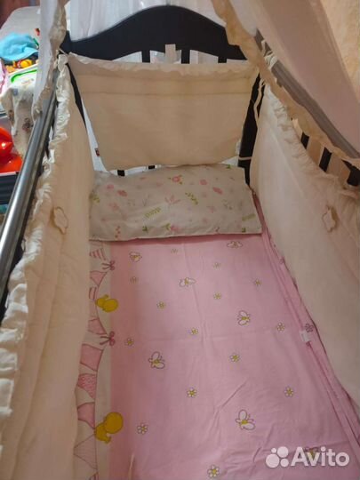 Бортики в детскую кроватку + балдахин с креплением