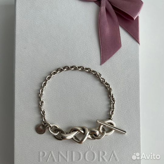 Pandora браслет Сплетенные сердца 16,18,20