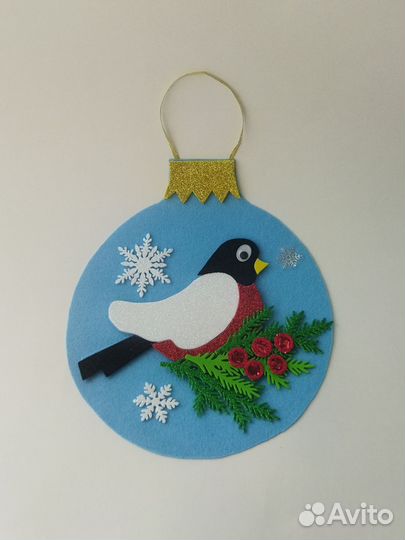 Игрушка на ёлку, поделка, готовая игрушка, снегирь