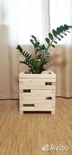 Кашпо для цветов напольное деревянное