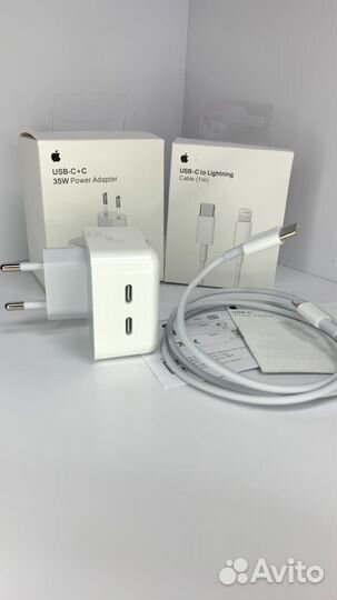 Зарядка на iPhone адаптер 35 W + кабель lightning