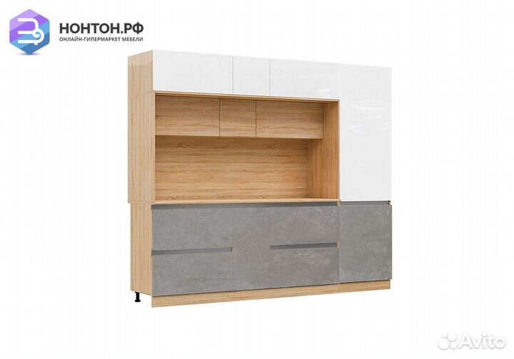 Кухня Карина №1 белый глянцевый / бетон светлый