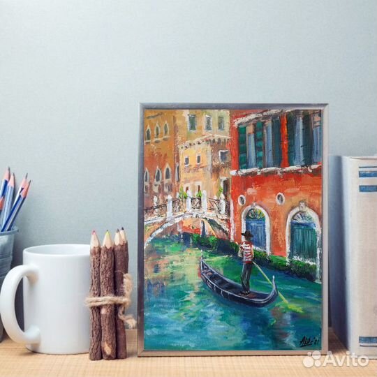 Картина Венеция Пейзаж Италия Картина с лодкой