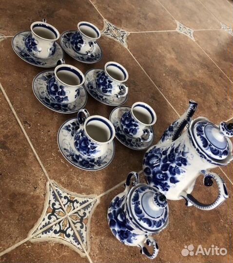 Чайный сервиз ссср, Гжель авт. Хазова