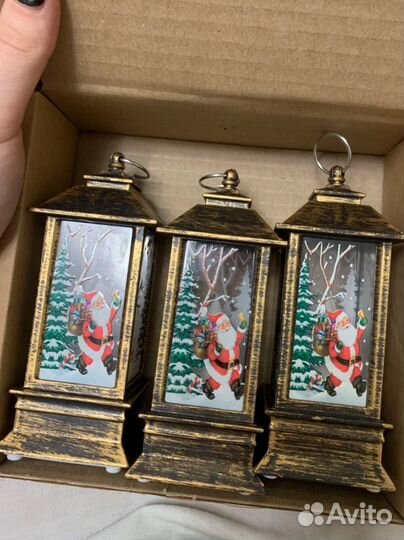 Новогодняя игрушка фонарь светящийся